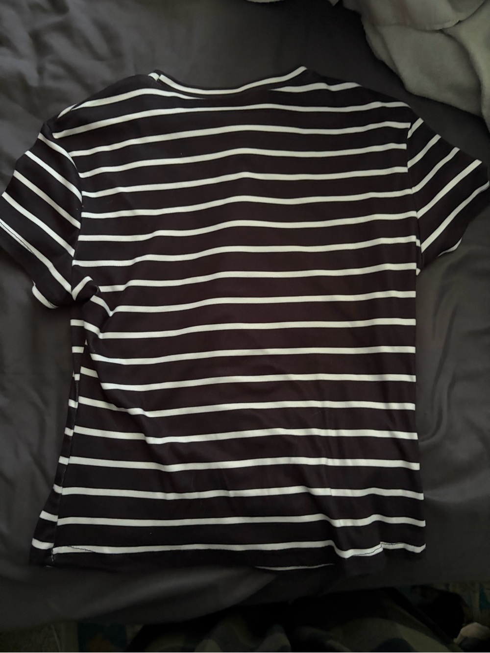 SHEIN Black and White Striped Short Sleeve Tee